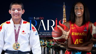 JUEGOS OLÍMPICOS PARIS 2024  DIA 5 Tiro Judo Baloncesto [upl. by Stretch]