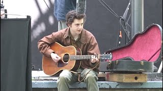 Timothee Chalamet Channels Bob Dylan Playing Guitar On A Complete Unknown Set In Hoboken [upl. by Gill6]