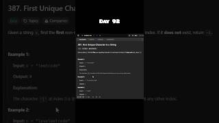 LeetCode 92  First Unique Character in a String javaprogramming 100daysofcodingchallenge [upl. by Kala]