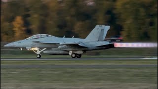 AFTERBURNER US Navy Boeing EA18G Growler “Vikings” Departing Portland International Airport [upl. by Wivina390]