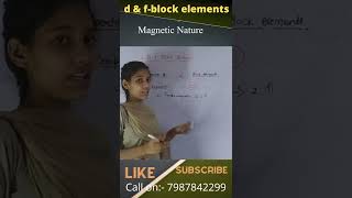 d amp f block elements Magnetic properties class 12 chemistryshorts [upl. by Akinirt]