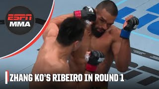 Zhang Mingyang wins debut with huge KO vs Brendson Ribeiro on UFC 298 prelims  ESPN MMA [upl. by Rosalba]