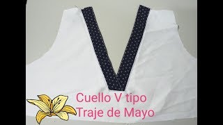 Como Hacer Cuello en V Traje de Mayo [upl. by Mureil976]