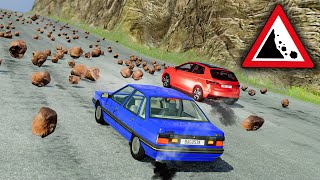 200 KAYA VS ARABA  TAŞ HEYELAN  ÇILGIN DENEY  BeamNGdrive  Cars vs Rockslide [upl. by Sufur981]