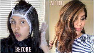 DIY HIGHLIGHTS USING CAP Revlon Frost amp Glow Highlighting Kit [upl. by Assirialc]