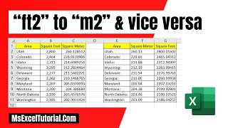 How to Convert Square Meters to Square Feet and Vise Versa in Excel [upl. by Trefor]