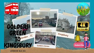 BUS RIDE 83 FROM GOLDERS GREEN TO KINGSBURY LONDON UK  walkwithro [upl. by Tristan]