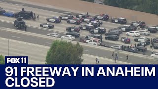 91 freeway in Anaheim closed [upl. by Eniluqaj467]