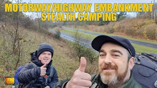 STEALTH CAMPING ON A MOTORWAYHIGHWAY EMBANKMENT  Wild camping UK  County Durham  Whisky review [upl. by Roanne]