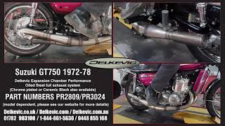 Delkevic Expansion Chamber Exhaust Sound TwoStroke Suzuki GT750 Kettle Water Buffalo [upl. by Yerdua639]