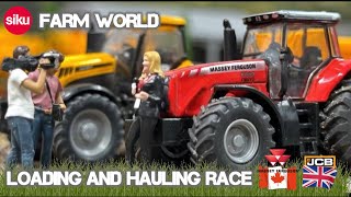 SIKU Farm World  Loading and Hauling  Tractors  Stop Motion Diorama  Massey Ferguson JCB  187 [upl. by Eednar514]