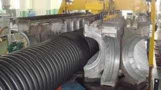 Production of corrugated plastic pipes on HD 1200 by DROSSBACH GIGAIPE type [upl. by Adran]