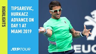 Highlights Tipsarevic Hurkacz Advance On Day 1 At Miami Open 2019 [upl. by Domonic]