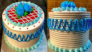 How to make Blue Design cake Round shape cake fancy [upl. by Inman486]