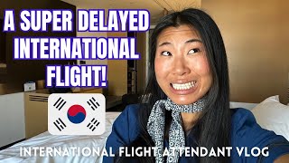 working an OVERNIGHT DELAYED FLIGHT to SEOUL😩🇰🇷  international flight attendant vlog [upl. by Aihsenad]