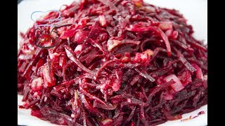 Rote Bete Salat  Rezept  Mit Zwiebeln [upl. by Schwitzer]