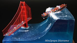 Mega Tsunami Hit the BaySan Andreas Tsunami scene 2015Diorama [upl. by Karla]