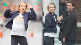 Olivia Wilde Pregnant On Set  Splash News TV [upl. by Omsoc]