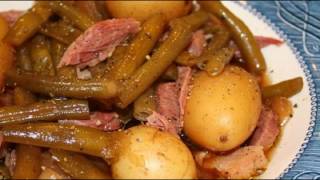 Recipe Slow Cooker Green Beans Ham and Potatoes [upl. by Salvatore597]