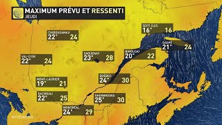 Météo Jeudi  Les orages se déplacent au Québec [upl. by Drofnas919]