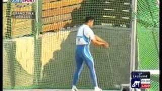 Koji Murofushi Hammer Throw Prague 84m86 [upl. by Ijar]