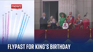 Royals watch flypast from balcony as King celebrates official birthday [upl. by Mirak]