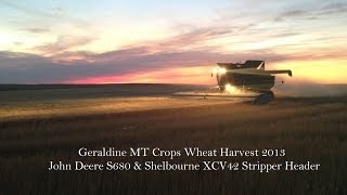 Geraldine MT Wheat Harvest 2013 S680 amp XCV42 Shelbourne Stripper Header [upl. by Siurtemed]