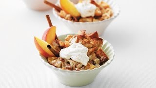 Yummy Peach Bread Pudding  2009 Milk Calendar Recipe [upl. by Rich740]