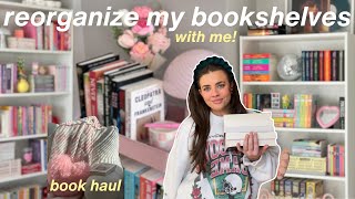 organize amp decorate my bookshelves with me  book haul [upl. by Leirraj928]