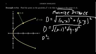 Optimization  Finding the Minimal Distance between a Point and a Parabola [upl. by Ecydnarb]