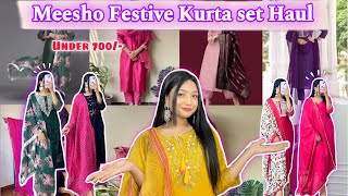 Meesho Simple Festive Kurta Set Haul💕 All under₹695 Meesho Affordable Partywear Suit Set [upl. by Ayn]