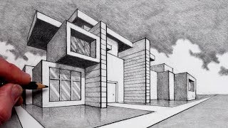 How to Draw in 2Point Perspective Modern House [upl. by Marilyn]