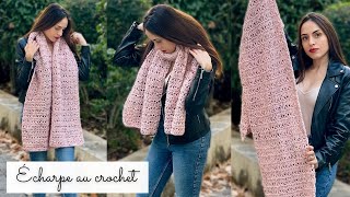 Comment faire une écharpe au crochet 🧶 Tuto crochet SUPER RAPIDE 🧶 Idéal pour débutant  DIAGRAMME [upl. by Yanrahc169]