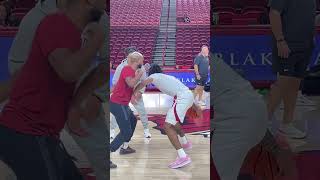 Arkansas guard Boogie Fland getting pregame shots up ahead of the seasonopener vs Lipscomb WPS [upl. by Sholley641]