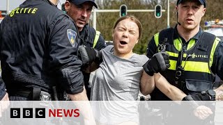 Greta Thunberg arrested at Hague climate protest  BBC News [upl. by Spracklen]