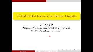 722b  Module III  Real Analysis  Riemann Integrability of Dirichlet Function [upl. by Gnanmas]