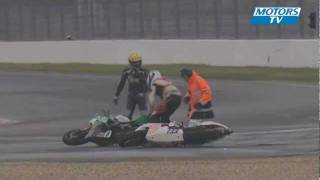 An unusual crash for two race bikes [upl. by Ebehp]