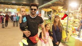 Manish Paul With Wife And Kids Spotted At Mumbai Airport [upl. by Meelak]