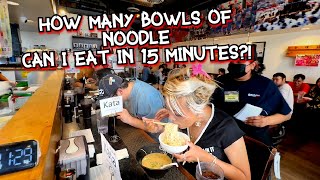 EXTRA NOODLE CHALLENGE at Shin  Sen  Gumi in Los Angeles CA RainaisCrazy [upl. by Hewes]