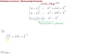 Haakjes breuken en vergelijkingen  Merkwaardige producten Ontbinden in factoren 1 [upl. by Ylsel]