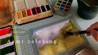 ASMR  Relaxing Watercolor Painting  No talking  ASMR PAINTING [upl. by Aieka]