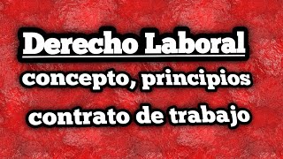 Derecho Laboral Concepto funciones y contrato de trabajo [upl. by Alamat]