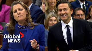 Poilievre “doesn’t even understand” how capital gains tax changes work Freeland says [upl. by Mojgan]