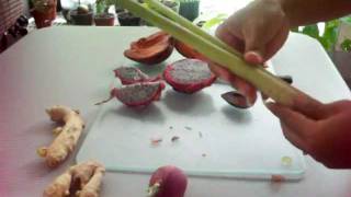 Tasting and Planting seeds Dragon Fruit Mamey Sapote and other things [upl. by Eintrok749]