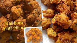 Dali bora recipe  lentil fritters  masoor daler bora  red lentil snack recipe  rentil pokora [upl. by Airitac377]