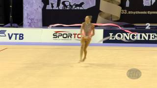 STANIOUTA Melitina BLR  2014 Rhythmic Worlds Izmir TUR  Qualifications Ribbon [upl. by Rusel]