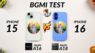 iPhone 16 vs iPhone 15 Bgmi Test  Heating amp Battery Test  Shocking Result 😱 [upl. by Zacek81]