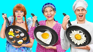 ME VS GRANDMA COOKING CHALLENGE  Funny Food Situations amp Kitchen Hacks by 123GO CHALLENGE [upl. by Nueoht]