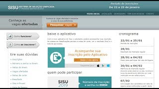 SISUMECGOVBR  SISU 2019 INSCRIÇÃO  DATA [upl. by Asteria]