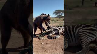 The bear is saving the zebra from the python [upl. by Atterbury193]